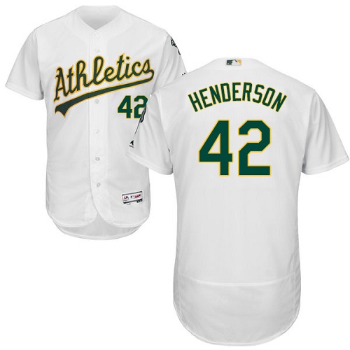 Athletics #42 Dave Henderson White Flexbase Authentic Collection Stitched MLB Jersey